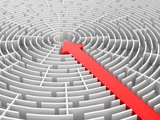 Poster - Red path across labyrinth