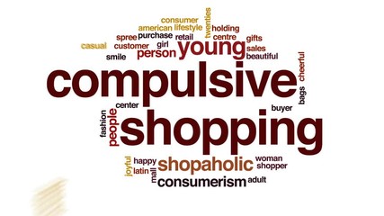 Wall Mural - Compulsive shopping animated word cloud, text design animation.