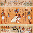 Ancient Egypt scene mythology. Egyptian gods and pharaohs