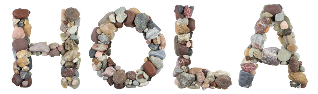 HOLA word with beach stones