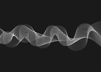 Leinwandbilder - Abstract vector illustration with waves on dark background. Futuristic background with lines in waveform