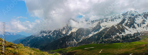 Dekoracja na wymiar  kaukaz-wiosna-gory-rosja-panorama-wysokosc-pasmo-gorskie-snieg-krajobrazy-podroz-plenery