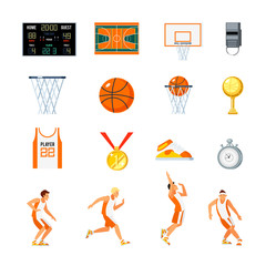 Poster - Basketball Orthogonal Icons Set