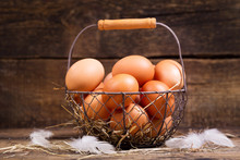 Fresh Eggs In A Basket