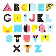 Poster - Alphabet Memphis Style Illustration