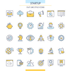 Wall Mural - Startup Outline Icons Set