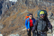 © alexbrylovhk - Portrait of Hikers in Mountain Landscape sporty Clothing and Gear