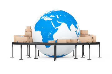 Aufkleber - Global Shipping and Logistic Concept. Earth Globe Surrounded by