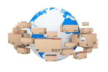 Aufkleber - Global Shipping and Logistic Concept. Earth Globe Surrounded by