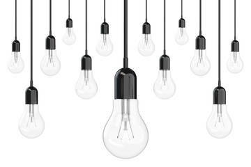 Aufkleber - Ideas Concept. Many Light Bulbs. 3d Rendering