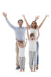 © alotofpeople - Happy family with raised hands
