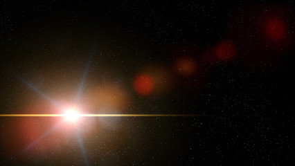 Wall Mural - beautiful bright star shining in deep space - with colourful lens flare