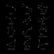 © soloviivka - Set of zodiac constellation on the black background with names