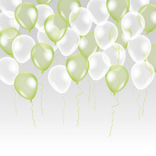 Green White Transparent Balloon On Background.
