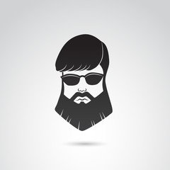 Wall Mural - Beard man vector icon.