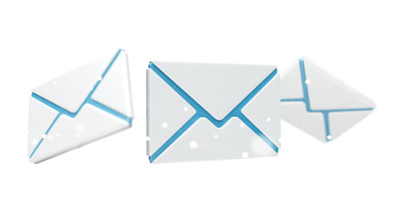 Fototapete - White and blue email icon 3D rendering