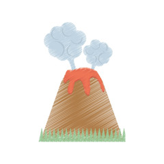 Wall Mural - drawing volcan eruption lava mountain cloud vector illustration eps 10