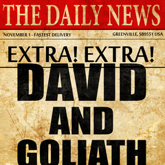 Wall Mural - david and goliath, newspaper article text