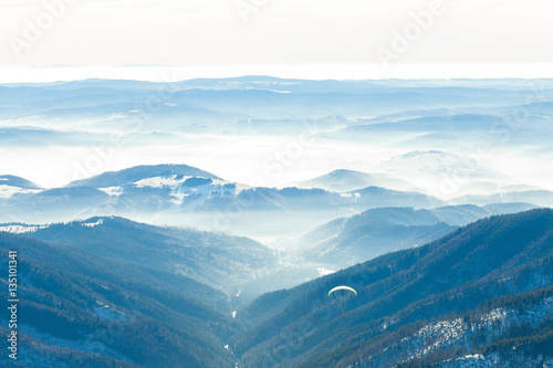 Fotografie, Obraz Beautiful valley with gentle haze above it