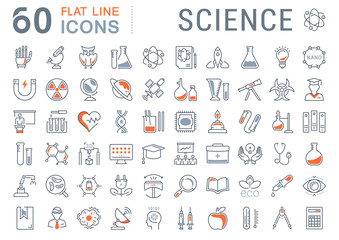 Set Vector Flat Line Icons Science