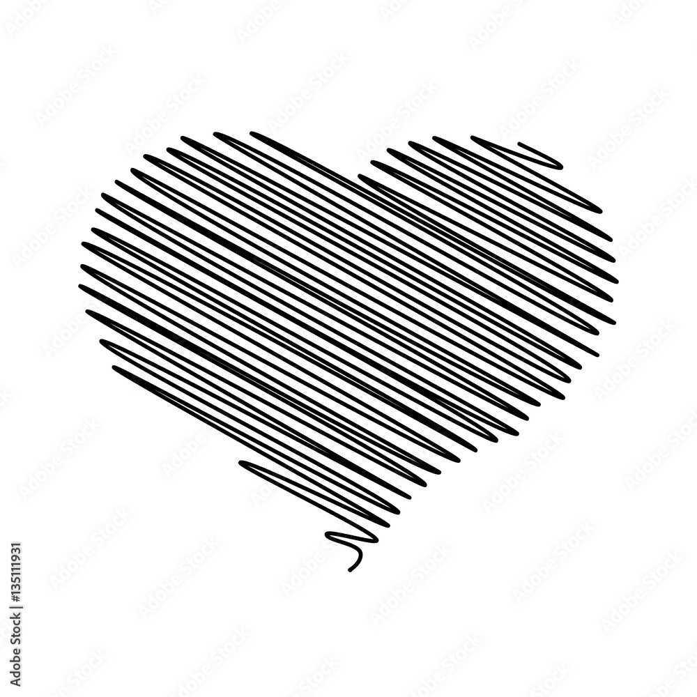 Heart - pencil scribble sketch drawing in black on white background ...