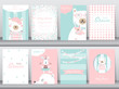 Set of baby shower invitation cards,birthday,poster,template,greeting cards,animals,cute,bears,Vector illustrations