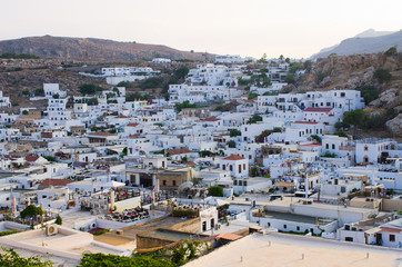 Poster - Roofs of Lindos town, Rhodes, Greece