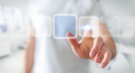 Wall Mural - businessman surfing on internet with digital tactile interface 3