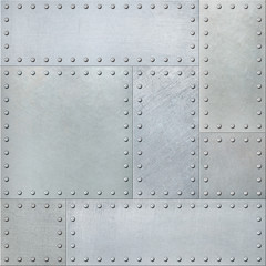 Wall Mural - Metal plates with rivets seamless background or texture