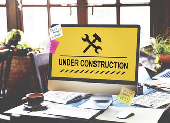 Poster - under construction warning sign icon concept