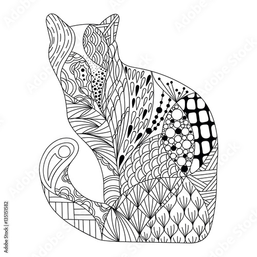 Decorative Outline Of Cat Ornate Silhouette As Template Of Adult Coloring Book T Shirt Print Batik Tattoo Vector Illustration Buy This Stock Vector And Explore Similar Vectors At Adobe Stock Adobe
