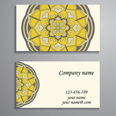 Invitation, business card or banner with text template. Round fl