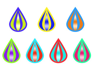 Poster - Set colorful drops isolated on white. Creative logo.