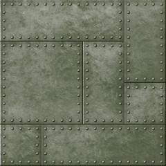 Wall Mural - metal military green seamless background with rivets