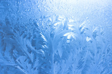 Ice Pattern On Window In Winter As Background