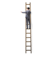 Wall Mural - Businessman climbing stairs isolated on white