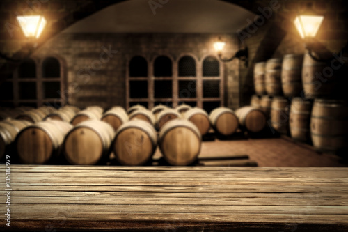 Fotomural table background and barrels