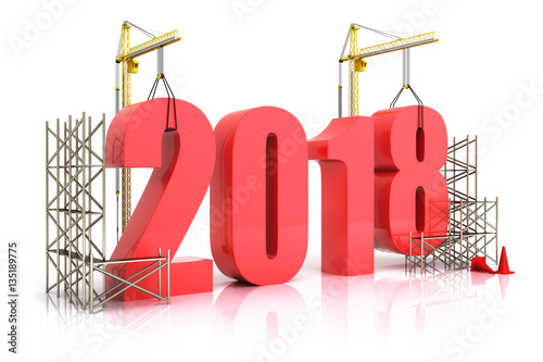 Year 2018 growth, building, improvement in business or in general concept in the плакат