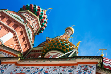 Wall Mural - bottom view of towers of saint Basil's Cathedral