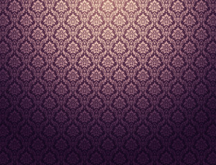 Wall Mural - Purple damask pattern background