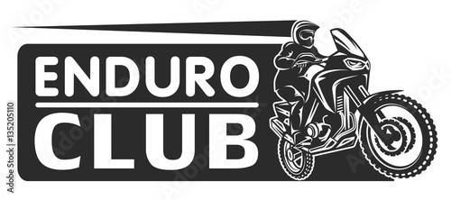Fotomural Motocross race enduro extreme motorcycle driver logo monochrome illustration
