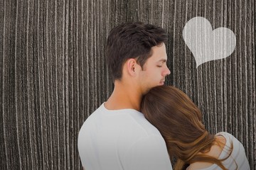 Poster - Composite image of rear view of couple embracing