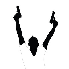 man with two gun vector illustration