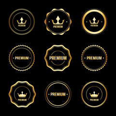 set of gold premium labels