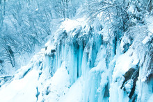     Frozen Waterfalls In Nature Park Plitvice, Croatia 