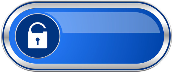 Poster - Padlock long blue web and mobile apps banner isolated on white background.