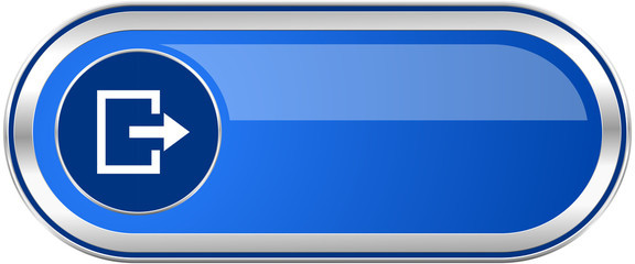 Poster - Exit long blue web and mobile apps banner isolated on white background.