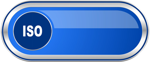 Aufkleber - ISO long blue web and mobile apps banner isolated on white background.