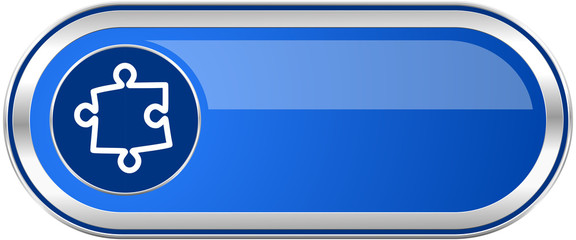 Poster - Puzzle long blue web and mobile apps banner isolated on white background.
