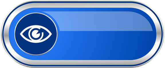 Poster - Eye long blue web and mobile apps banner isolated on white background.